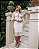 VESTIDO BRANCO MIDI RENDA COM DECOTE PROFUNDO VAZADO E MANGA 3/4 - Imagem 2