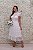 VESTIDO MIDI BRANCO GOLA ALTA FECHADA MANGUINHA ESTRUTURADA RENDA - Imagem 1