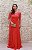 VESTIDO CORAL COM BUSTO E MANGAS BORDADOS SAIA FLUÍDA - Imagem 1