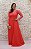 VESTIDO CORAL COM BUSTO E MANGAS BORDADOS SAIA FLUÍDA - Imagem 4