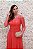 VESTIDO CORAL COM BUSTO E MANGAS BORDADOS SAIA FLUÍDA - Imagem 7
