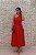 VESTIDO MIDI FÁTIMA SCOFIELD VERMELHO OMBRO ÚNICO CINTO FIVELA - Imagem 4