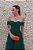 VESTIDO VERDE ESMERALDA TULE OMBRO A OMBRO FENDA - Imagem 3