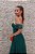 VESTIDO VERDE ESMERALDA TULE OMBRO A OMBRO FENDA - Imagem 1