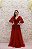 VESTIDO MARSALA BUSTO BORDADO MANGA FLARE SAIA EM TULE - Imagem 2