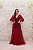 VESTIDO MARSALA BUSTO BORDADO MANGA FLARE SAIA EM TULE - Imagem 3