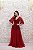 VESTIDO MARSALA BUSTO BORDADO MANGA FLARE SAIA EM TULE - Imagem 1