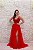VESTIDO VERMELHO LIA RABELO BUSTO BORDADO EM TULE COM FENDA - Imagem 1