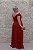 VESTIDO VERMELHO MARSALA DECOTE PROFUNDO COM CINTO FIVELA - Imagem 3