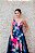 VESTIDO LONGO MARRÔ AZUL ESTAMPADO FLORES COLORIDAS ZIBELINE - Imagem 5
