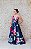VESTIDO LONGO MARRÔ AZUL ESTAMPADO FLORES COLORIDAS ZIBELINE - Imagem 4