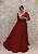 VESTIDO PS VERMELHO MARSALA BUSTO BORDADO SAIA FLUÍDA MANGAS COMPRIDAS - Imagem 5