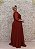 VESTIDO PS VERMELHO MARSALA BUSTO BORDADO SAIA FLUÍDA MANGAS COMPRIDAS - Imagem 4