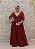 VESTIDO PS VERMELHO MARSALA BUSTO BORDADO SAIA FLUÍDA MANGAS COMPRIDAS - Imagem 1