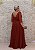 VESTIDO PS VERMELHO MARSALA BUSTO BORDADO SAIA FLUÍDA MANGAS COMPRIDAS - Imagem 2