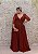 VESTIDO PS VERMELHO MARSALA BUSTO BORDADO SAIA FLUÍDA MANGAS COMPRIDAS - Imagem 3