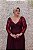VESTIDO UVA ROXO BUSTO BORDADO SAIA FLUÍDA MANGAS COMPRIDAS - Imagem 3