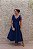 VESTIDO MIDI AZUL MARINHO LAÇO NAS ALÇAS - Imagem 1
