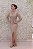 VESTIDO NUDE COM PRATA TODO BORDADO EM TULE MANGAS DECOTE - Imagem 1