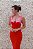 VESTIDO BANDAGE VERMELHO COM DETALHES ROSA LAÇO - Imagem 9