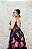 VESTIDO LONGO ZIBELINE PRETO COM ESTAMPA FLORAL VERMELHAS CORAIS E AZUIS - Imagem 5