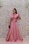 VESTIDO LONGO MARRO ROSE COM DECOTE V EM BABADO EM ZIBELINE - Imagem 6