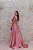 VESTIDO LONGO MARRO ROSE COM DECOTE V EM BABADO EM ZIBELINE - Imagem 3