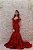 VESTIDO LONGO OMBRO A OMBRO MARSALA SEREIA COM SAIA EM CAMADAS - Imagem 1