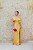 VESTIDO LONGO EM PAETÊ AMARELO FÁTIMA SCOFIELD MANGA BABADOS E FENDA - Imagem 1
