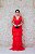 VESTIDO LONGO EM TULE VERMELHO REGATA  SAIA EM CAMADAS - Imagem 1