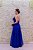 VESTIDO LONGO ALÇA FINA AZUL ROYAL EM CREPE COM DETALHE DA BABADOS NA SAIA - Imagem 4