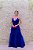 VESTIDO LONGO ALÇA FINA AZUL ROYAL EM CREPE COM DETALHE DA BABADOS NA SAIA - Imagem 3