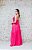 VESTIDO LONGO ALÇA FINA PINK EM CREPE COM DETALHE DA BABADOS NA SAIA - Imagem 3