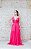 VESTIDO LONGO ALÇA FINA PINK EM CREPE COM DETALHE DA BABADOS NA SAIA - Imagem 1