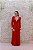 VESTIDO LONGO PAETÊ VERMELHO MANGA LONGA E FENDA DETALHE DRAPEADO NA CINTURA E OMBREIRAS - Imagem 3