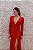 VESTIDO LONGO PAETÊ VERMELHO MANGA LONGA E FENDA DETALHE DRAPEADO NA CINTURA E OMBREIRAS - Imagem 4