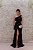 VESTIDO LONGO PRETO OMBRO ÚNICO PAETÊ DE VELUDO VAZADO NA CINTURA - Imagem 5
