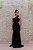 VESTIDO LONGO PRETO OMBRO ÚNICO PAETÊ DE VELUDO VAZADO NA CINTURA - Imagem 1