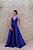 VESTIDO LONGO AZUL ROYAL EM ZIBELINE FRENTE ÚNICA ALÇA FINA - Imagem 1