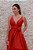 VESTIDO LONGO VERMELHO MARINA EM ZIBELINE ALCINHA FINA DECOTE EM V - Imagem 5