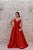 VESTIDO LONGO VERMELHO MARINA EM ZIBELINE ALCINHA FINA DECOTE EM V - Imagem 1