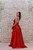 VESTIDO LONGO VERMELHO MARINA EM ZIBELINE ALCINHA FINA DECOTE EM V - Imagem 4