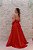 VESTIDO LONGO VERMELHO MARINA EM ZIBELINE ALCINHA FINA DECOTE EM V - Imagem 2