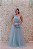 VESTIDO LONGO AZUL ACQUA OMBRO UNICO COM DETALHE DE PLUMAS - Imagem 4
