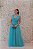 VESTIDO LONGO EM TULE AZUL ACQUA E FORRO VERDE COM DECOTE V - Imagem 5