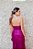 VESTIDO LONGO EM PAETÊ FUCSIA COM DETALHE DRAPEADO E FENDA - Imagem 2