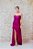 VESTIDO LONGO EM PAETÊ FUCSIA COM DETALHE DRAPEADO E FENDA - Imagem 1