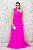 VESTIDO PINK EM TULE OMBRO UNICO COM DETALHE DE PLUMAS E BUSTO DRAPEADO - Imagem 1