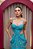 VESTIDO AZUL TURQUESA TODO EM PAETÊ COM RECORTE LATERAL E BUSTO ESTRUTURADO - Imagem 2
