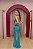 VESTIDO AZUL TURQUESA TODO EM PAETÊ COM RECORTE LATERAL E BUSTO ESTRUTURADO - Imagem 3